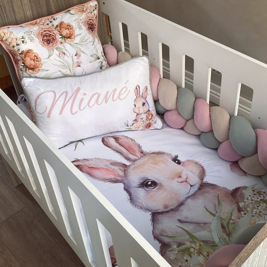 Cot Bedding - Pink Sage Bunny Set 01