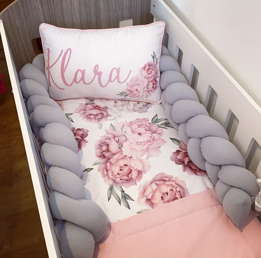 Cot Bedding - Pink Flower Set 08