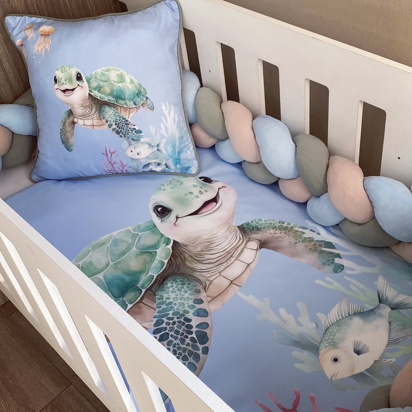 Cot Bedding - Coral Turtle Set 03