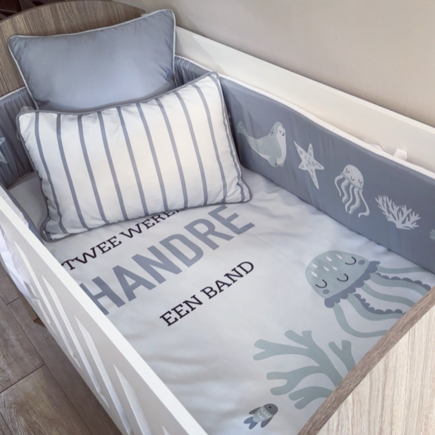 Cot Bedding - Grey Ocean Set 01