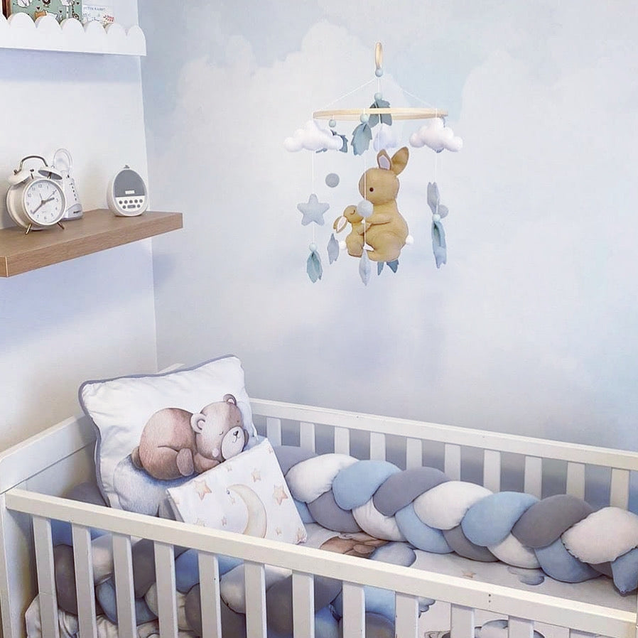 Cot Bedding - Blue Grey Woodlands Set