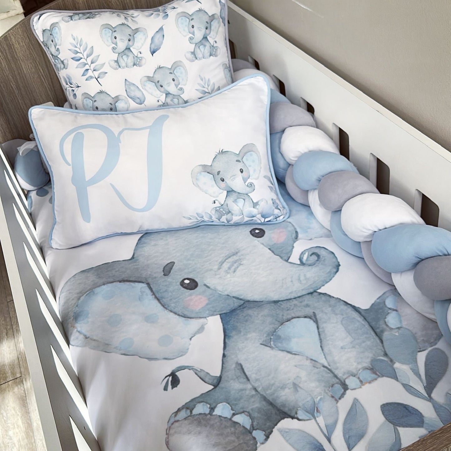 Cot Bedding - Blue Elephant Set 15