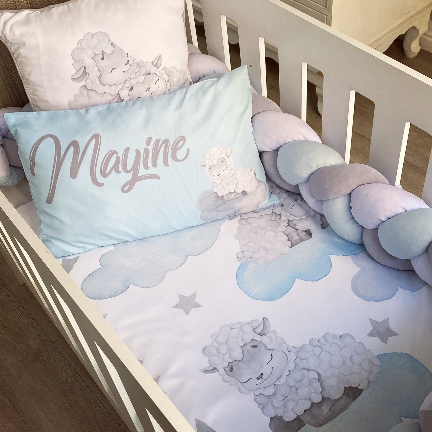 Cot Bedding - Blue Sheep Set 02