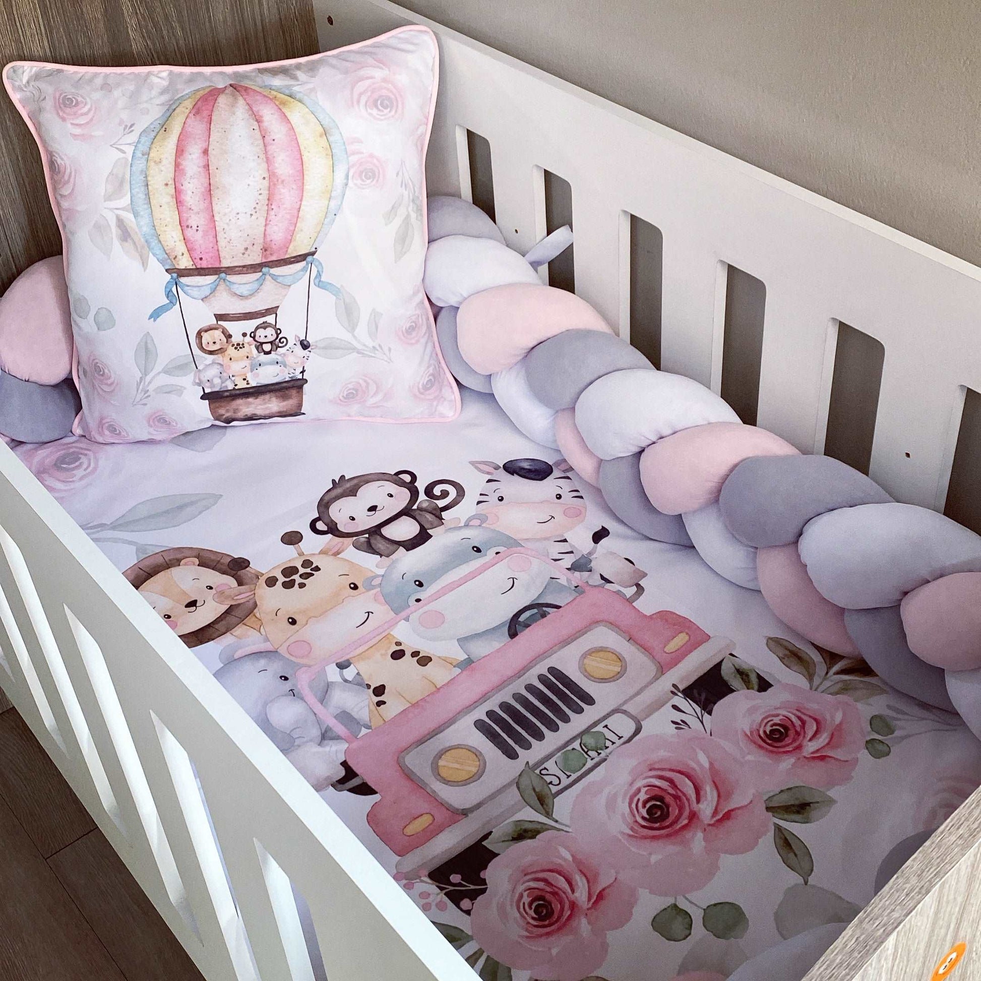 Cot Bedding - Pink Safari Set 03