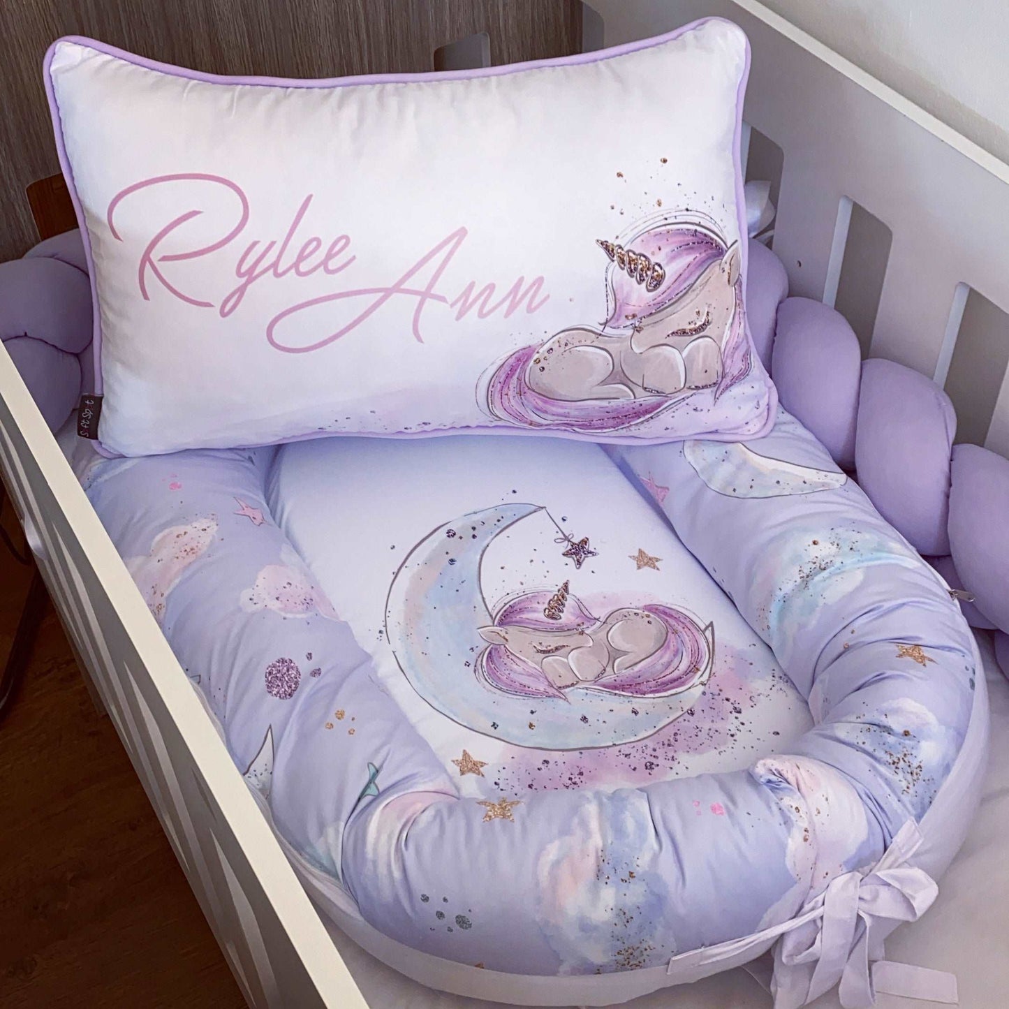 Cot Bedding - Lilac Unicorn Set 01