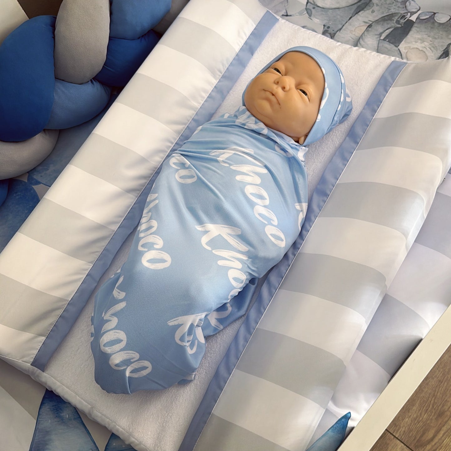 Cot Bedding - Blue Elephant Set 06