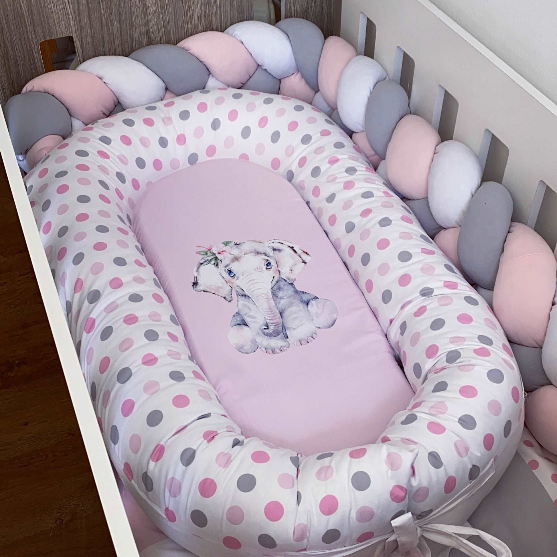 Cot Bedding - Pink Elephant Set 08