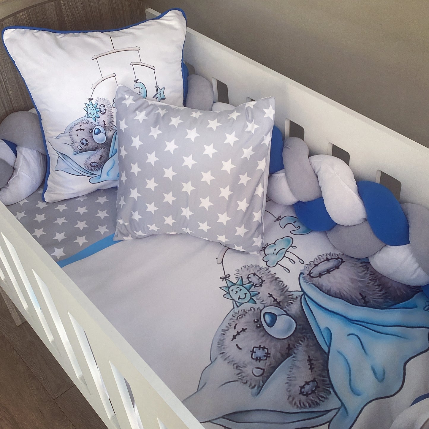 Cot Bedding - Blue Tatty Set 01