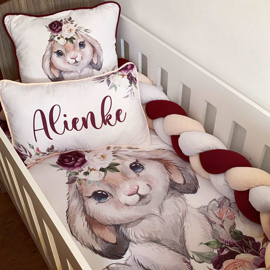 Cot Bedding - Maroon Bunny Set 01