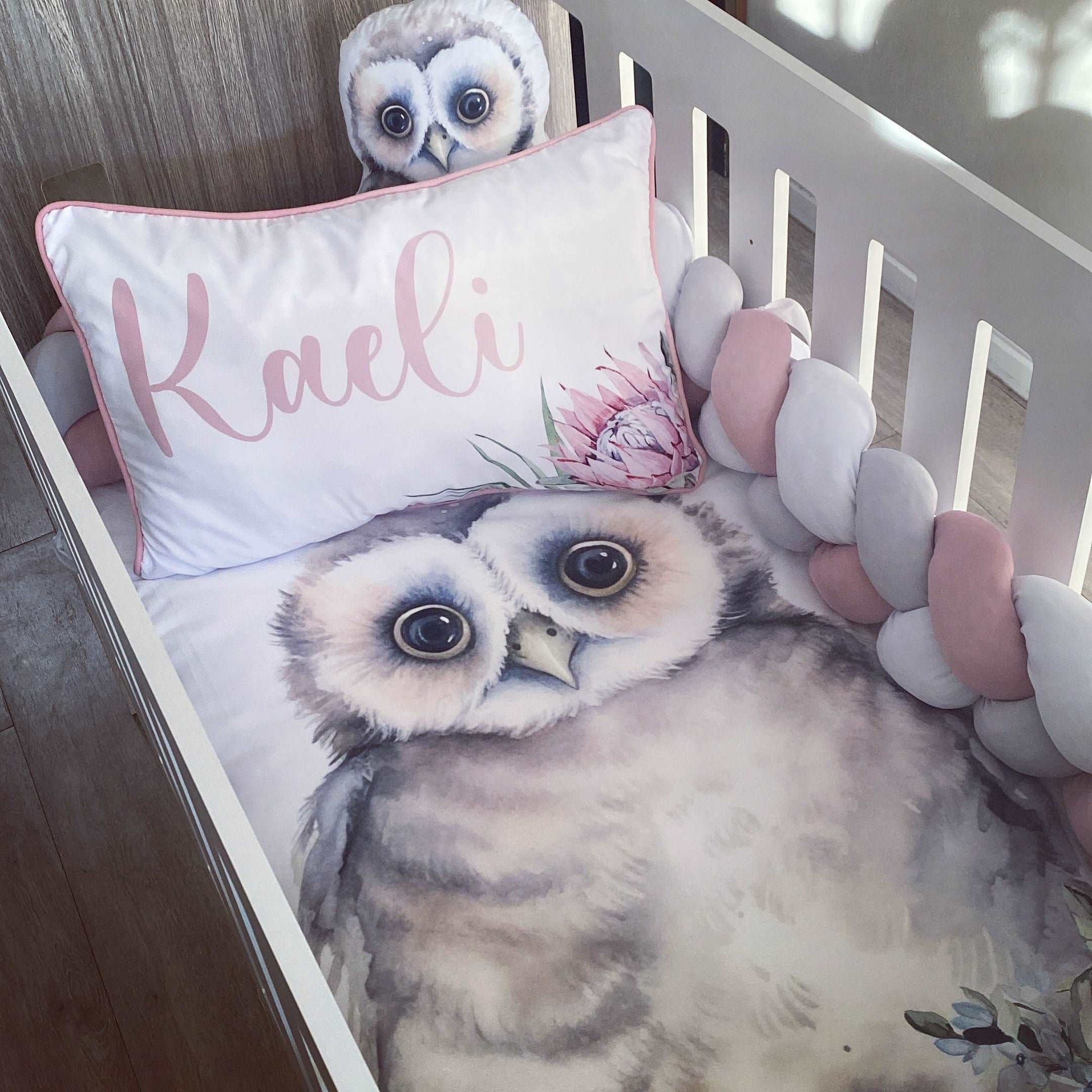 Cot Bedding - Pink Owl Set 01