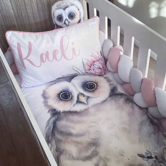 Cot Bedding - Pink Owl Set 01