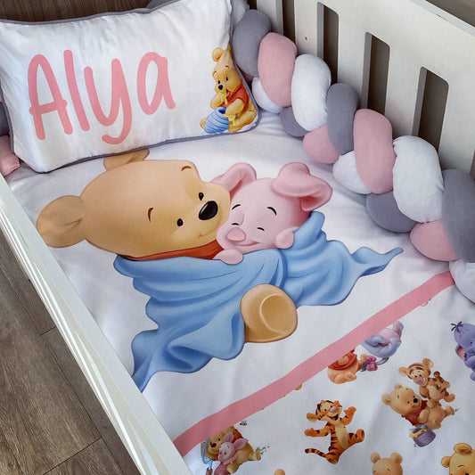 Cot Bedding - Pink Winnie the Pooh Set 03