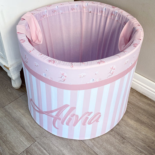 Large Laundry Barrel - Pink Stripe 01