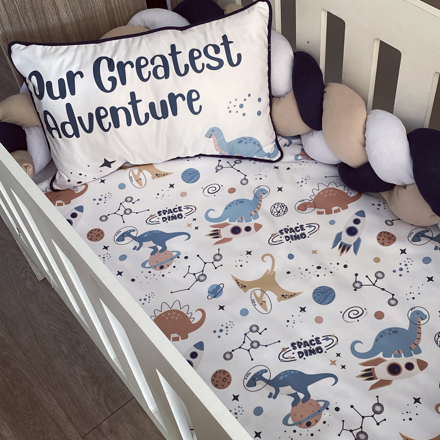 Cot Bedding - Blue Dinosaur Set 01