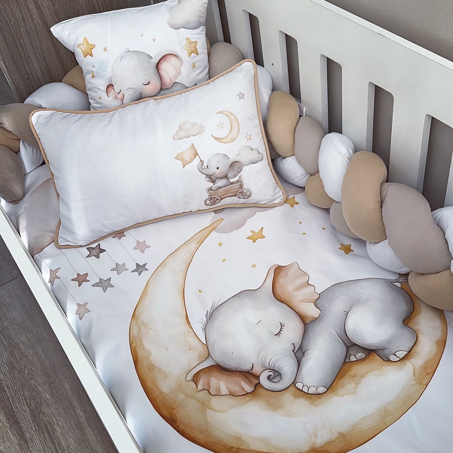 Cot Bedding - Stone Elephant Set 02