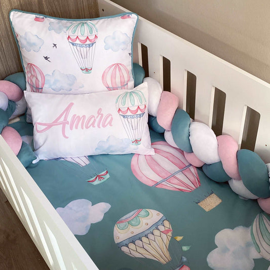 Cot Bedding - Pink Hot Air Balloon Set 01