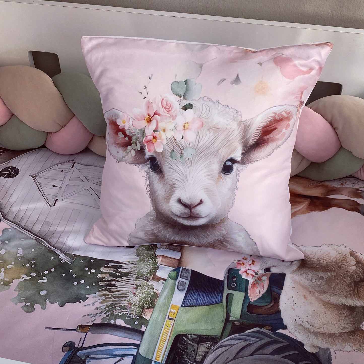 Cot Bedding - Pink Farm Set 03