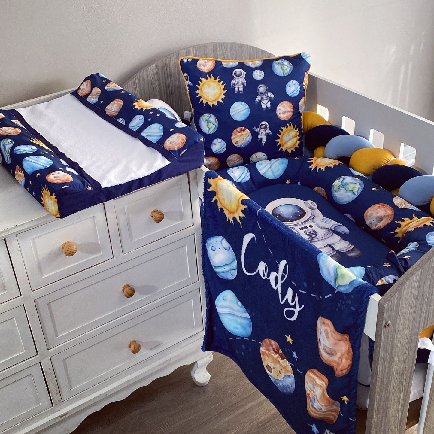 Cot Bedding - Blue Space Set 01