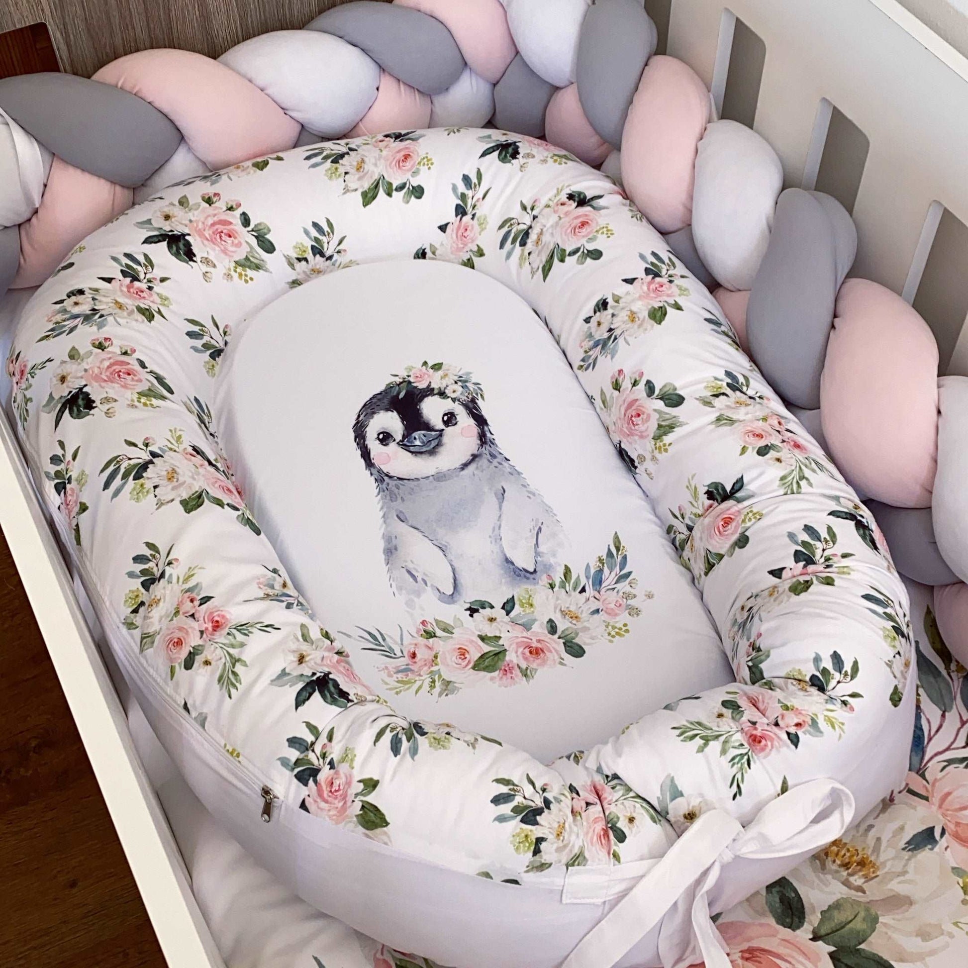 Cot Bedding - Pink Penguin Set 03