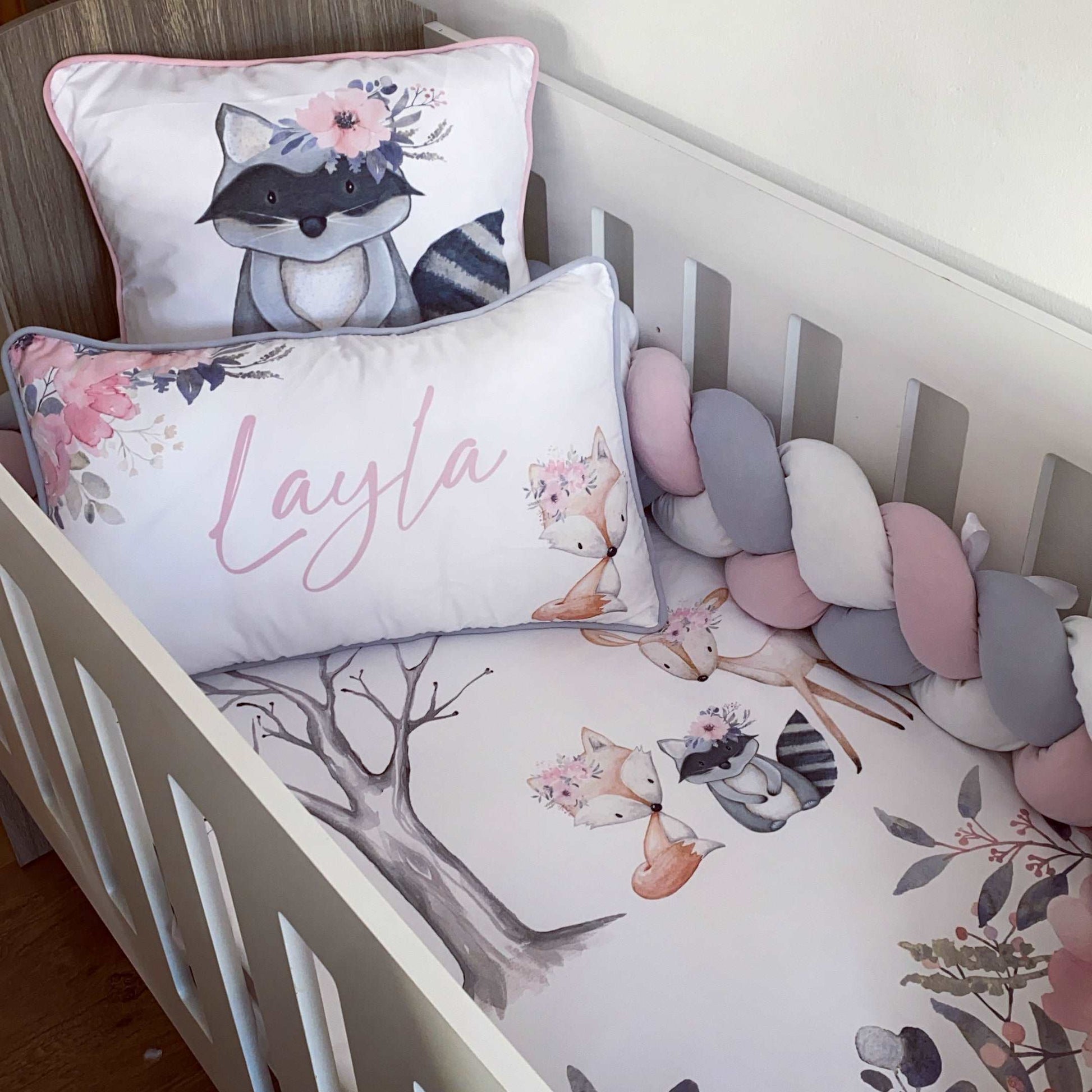 Cot Bedding - Pink Woodlands Set 04