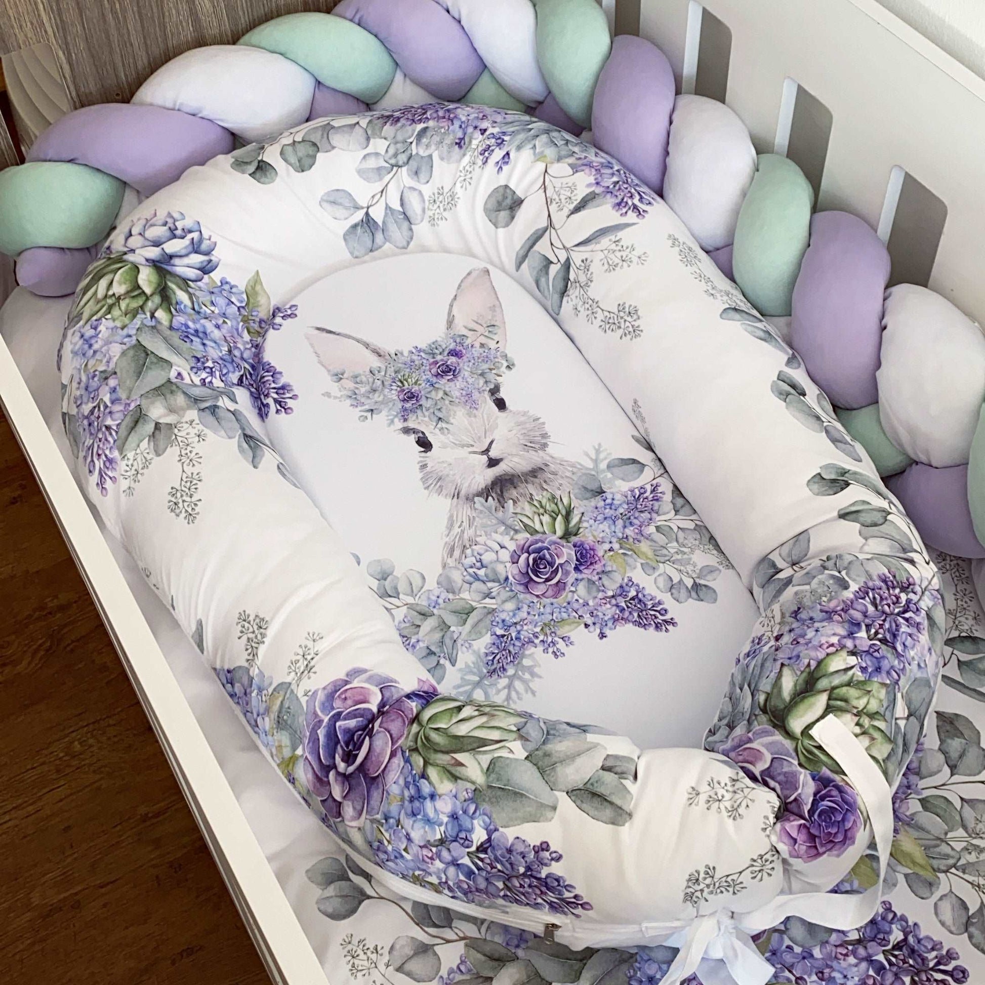 Cot Bedding - Purple Bunny Set 01