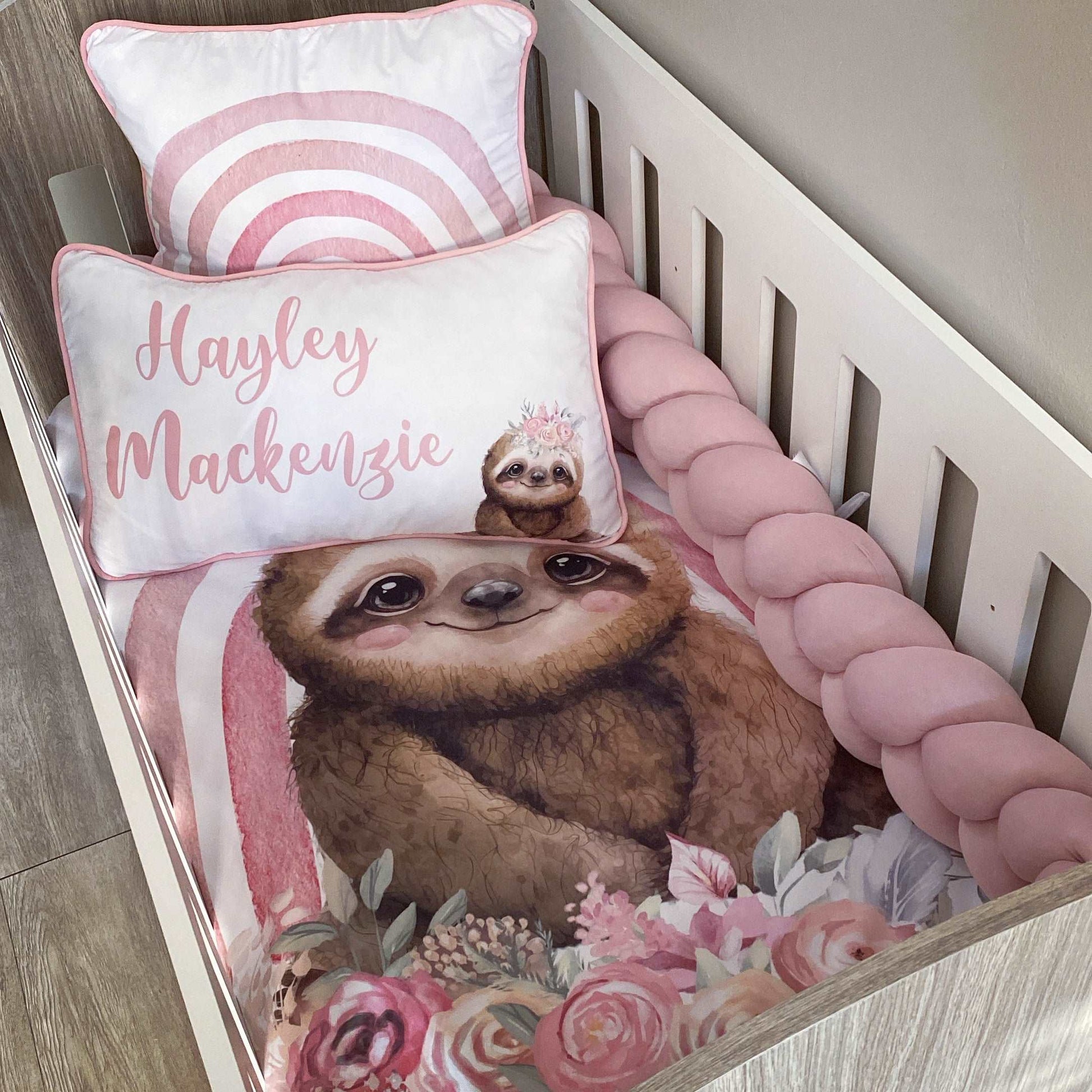Cot Bedding - Pink Sloth Set 01