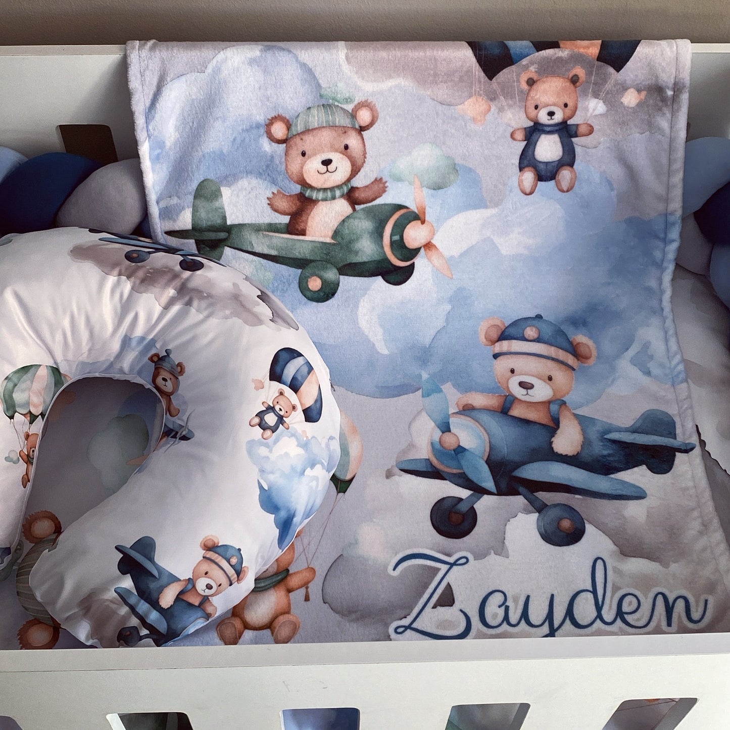 Cot Bedding - Up and Away Bear Set 02
