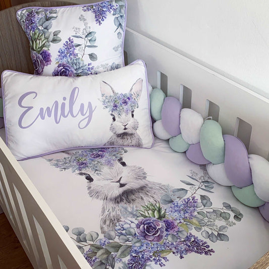 Cot Bedding - Purple Bunny Set 01