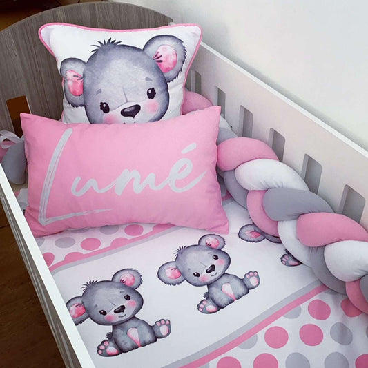 Cot Bedding - Pink Bear Set 02