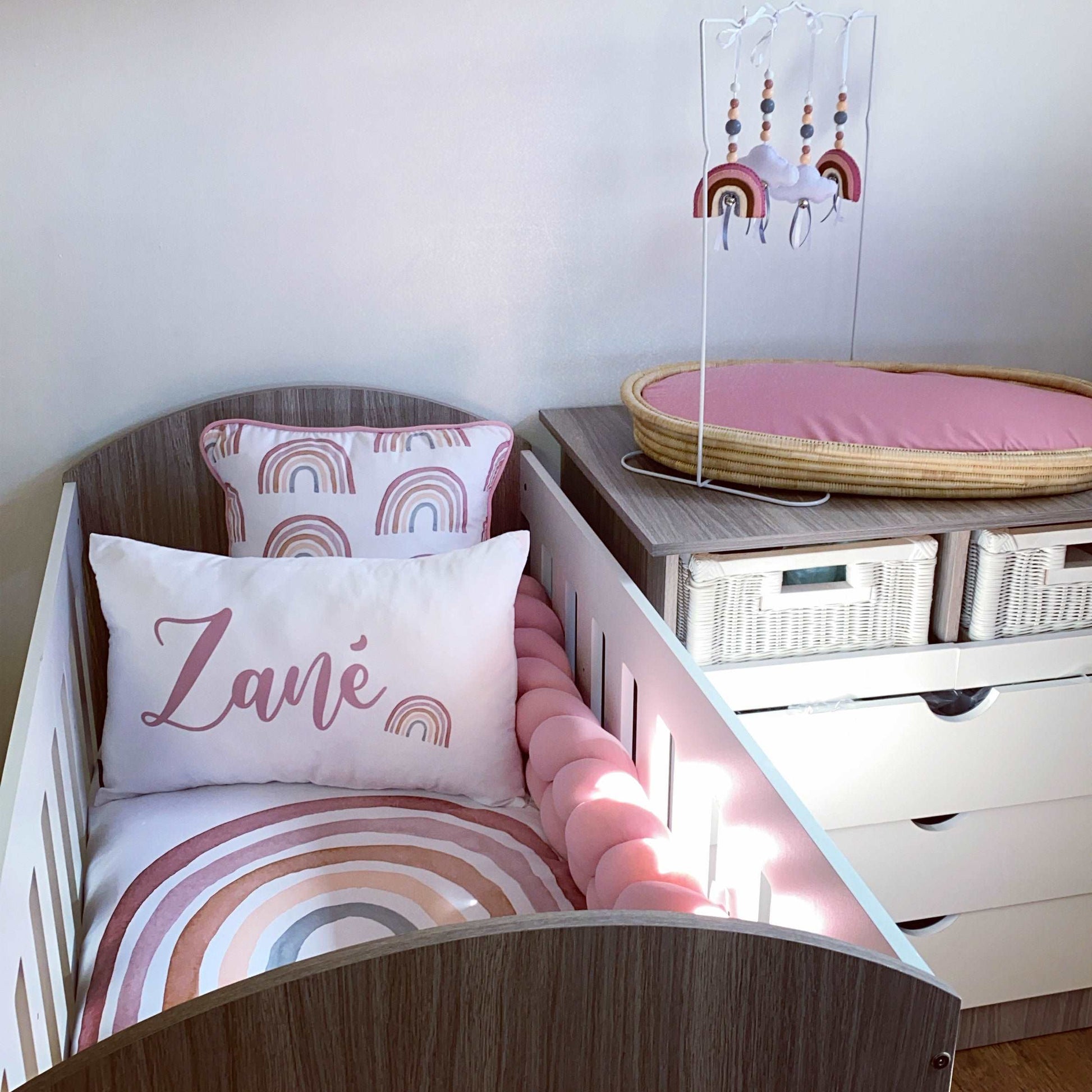 Cot Bedding - Pink Boho Rainbow Set 03