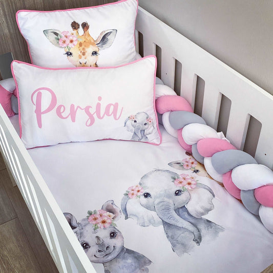Cot Bedding - Pink Safari Set 05