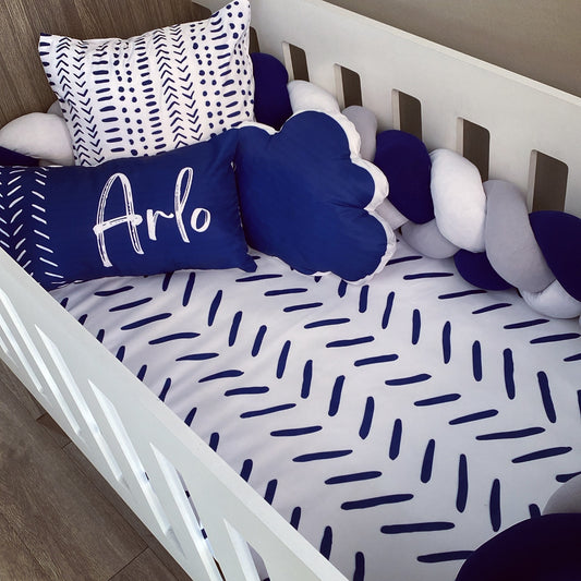 Cot Bedding - Navy Stripe Set 01