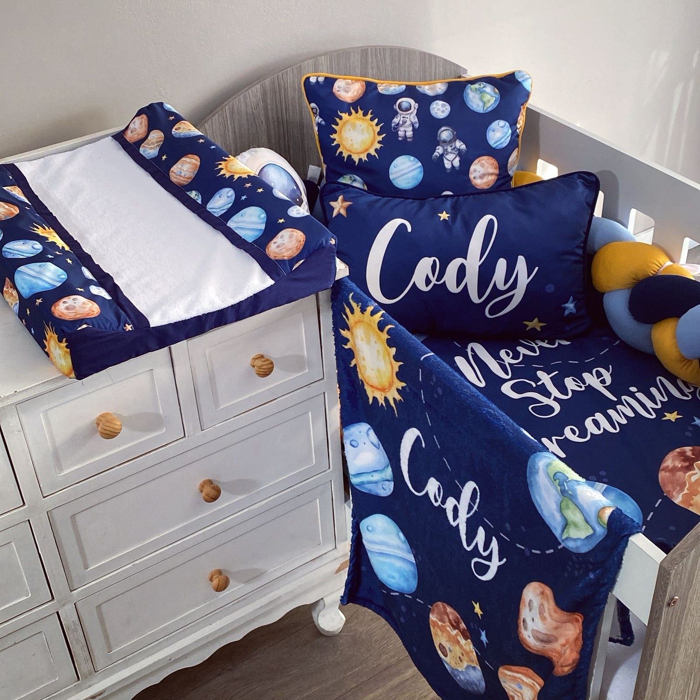 Cot Bedding - Blue Space Set 01