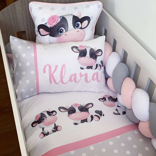 Cot Bedding - Pink Cow Set 01