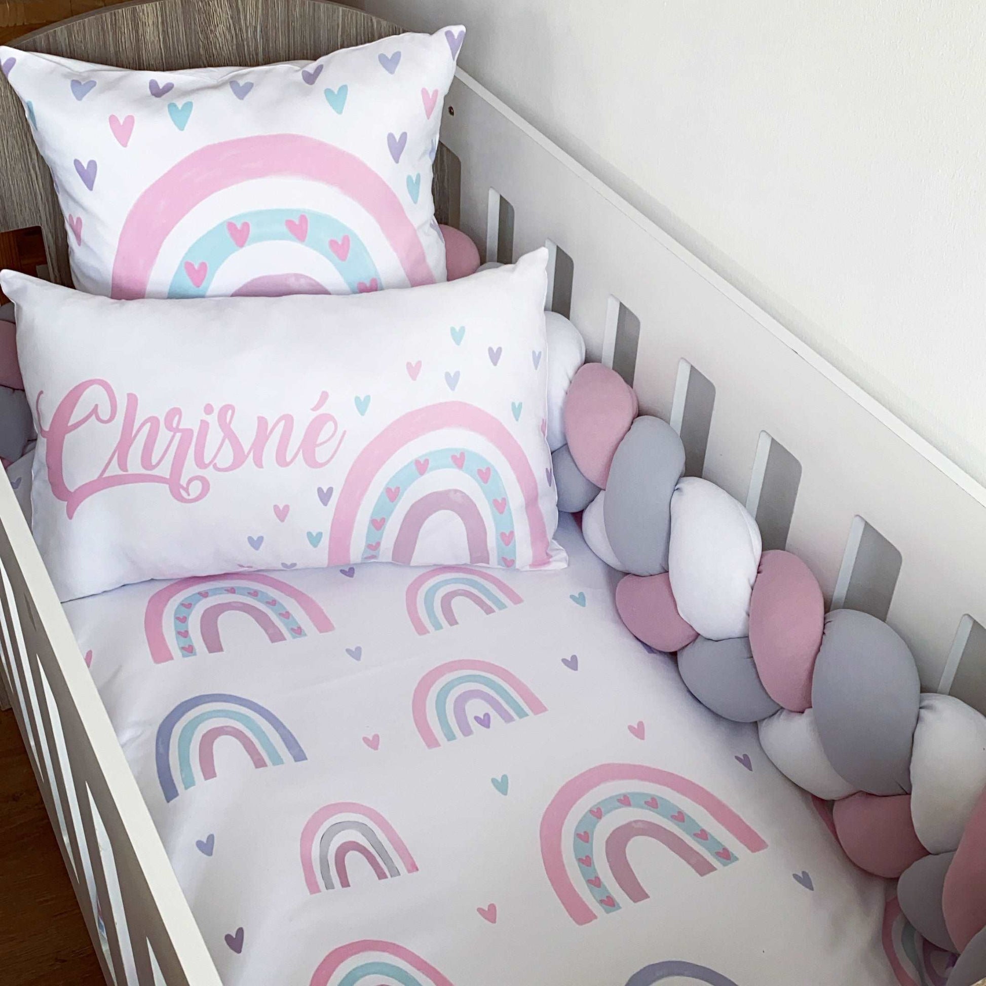 Cot Bedding - Pink Rainbow Set 02