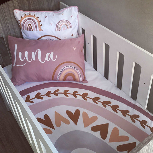 Cot Bedding - Pink Boho Rainbow Set 02