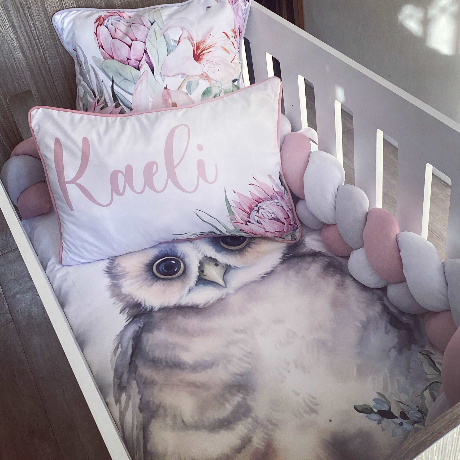 Cot Bedding - Pink Owl Set 01