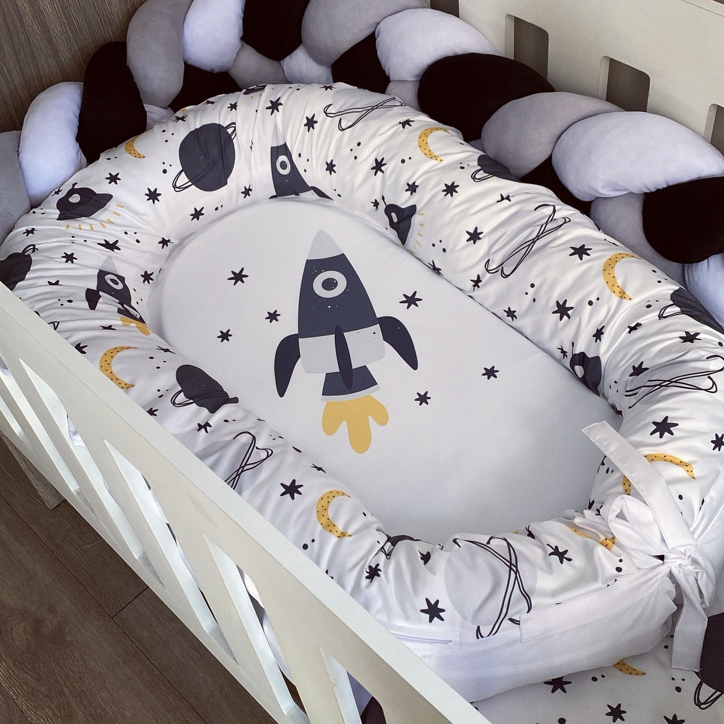 Cot Bedding - Black Space Set 01