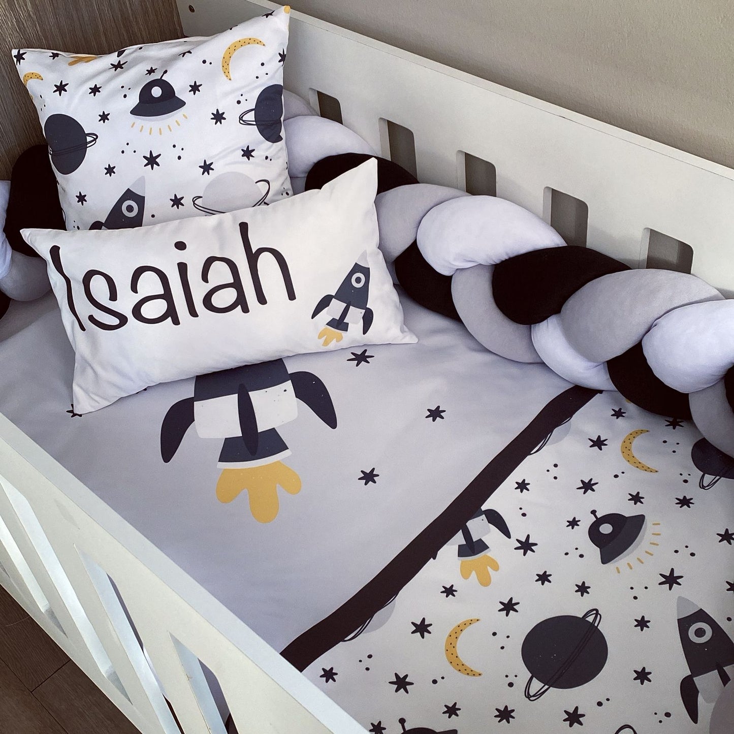 Cot Bedding - Black Space Set 01