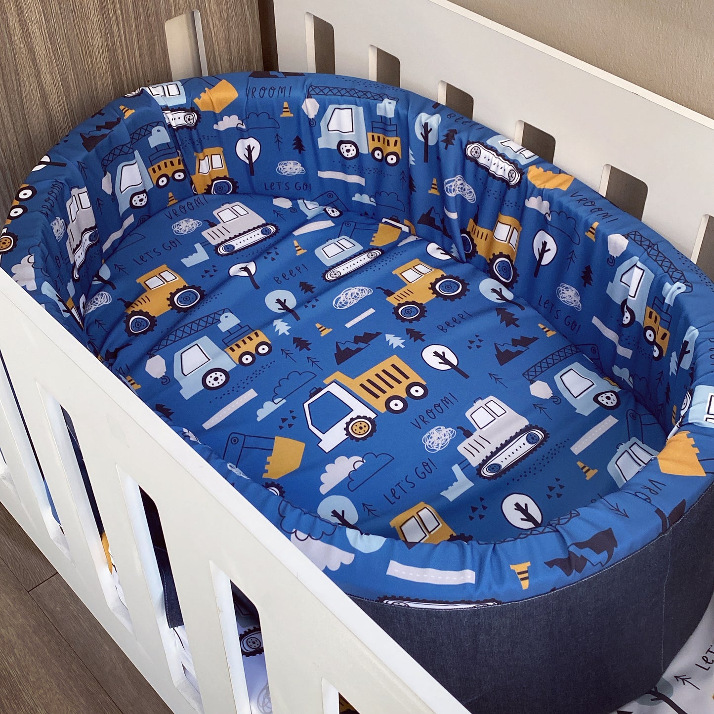 Cot Bedding - Dark Blue Construction Set 01