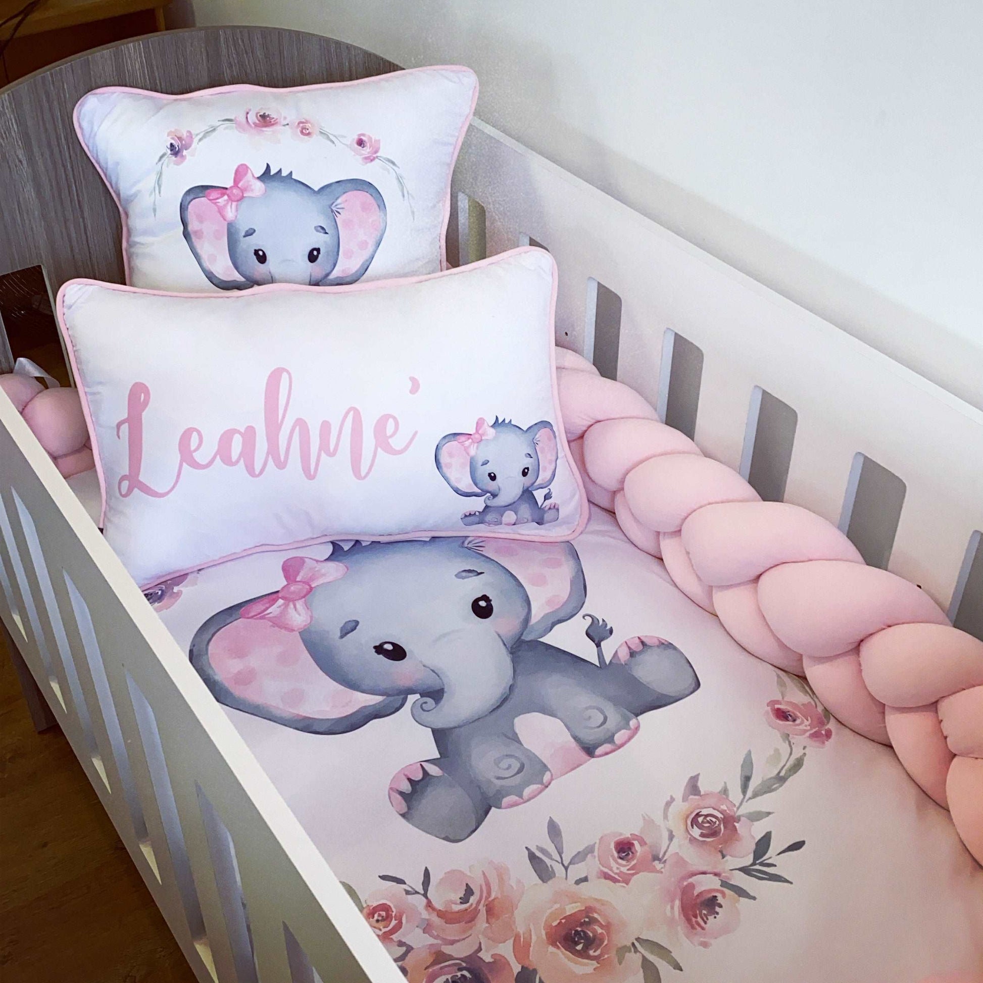 Cot Bedding - Pink Elephant Set 07