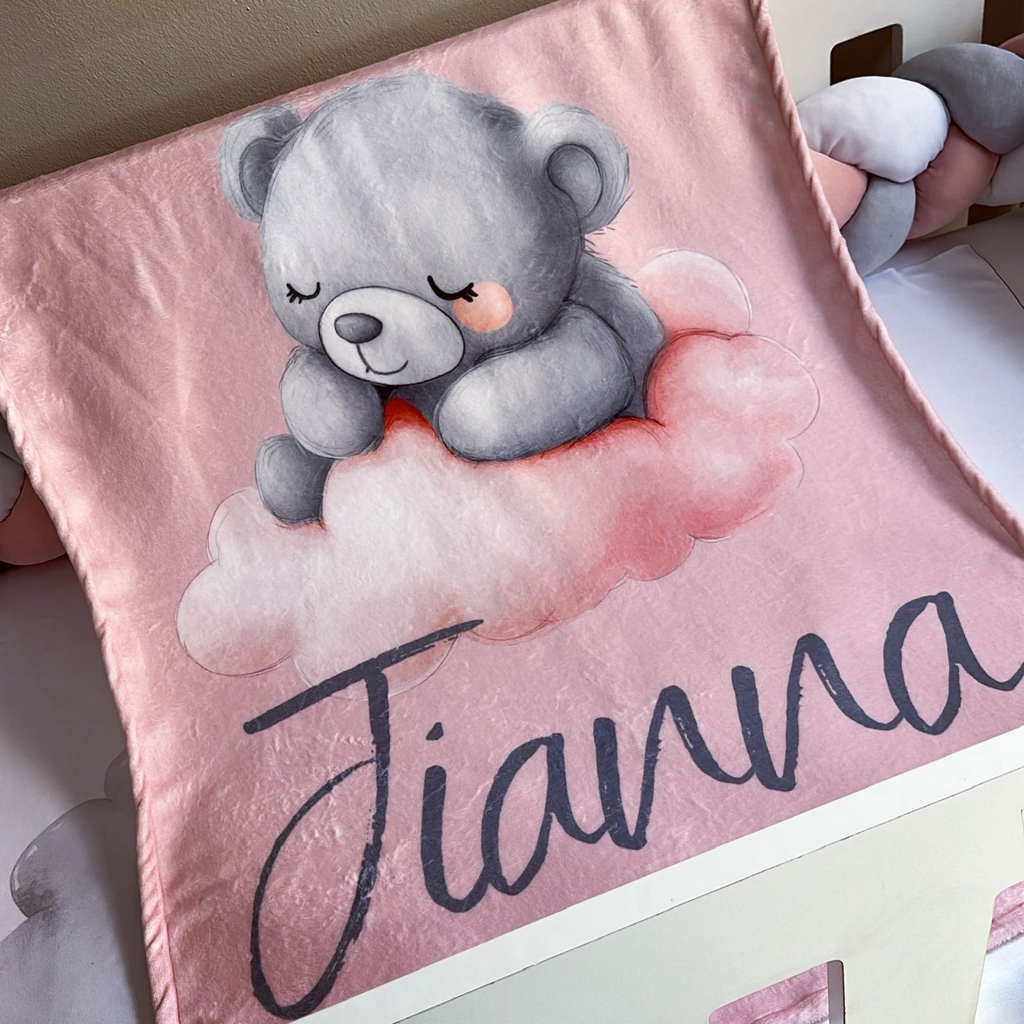 Cot Bedding - Pink Bear Set 05