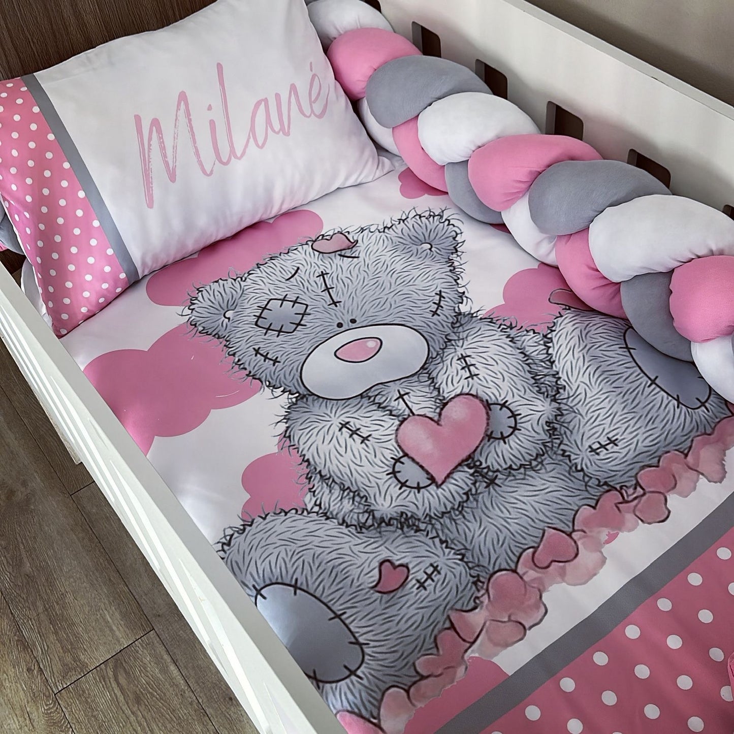 Cot Bedding - Pink Tatty Teddy Set 07
