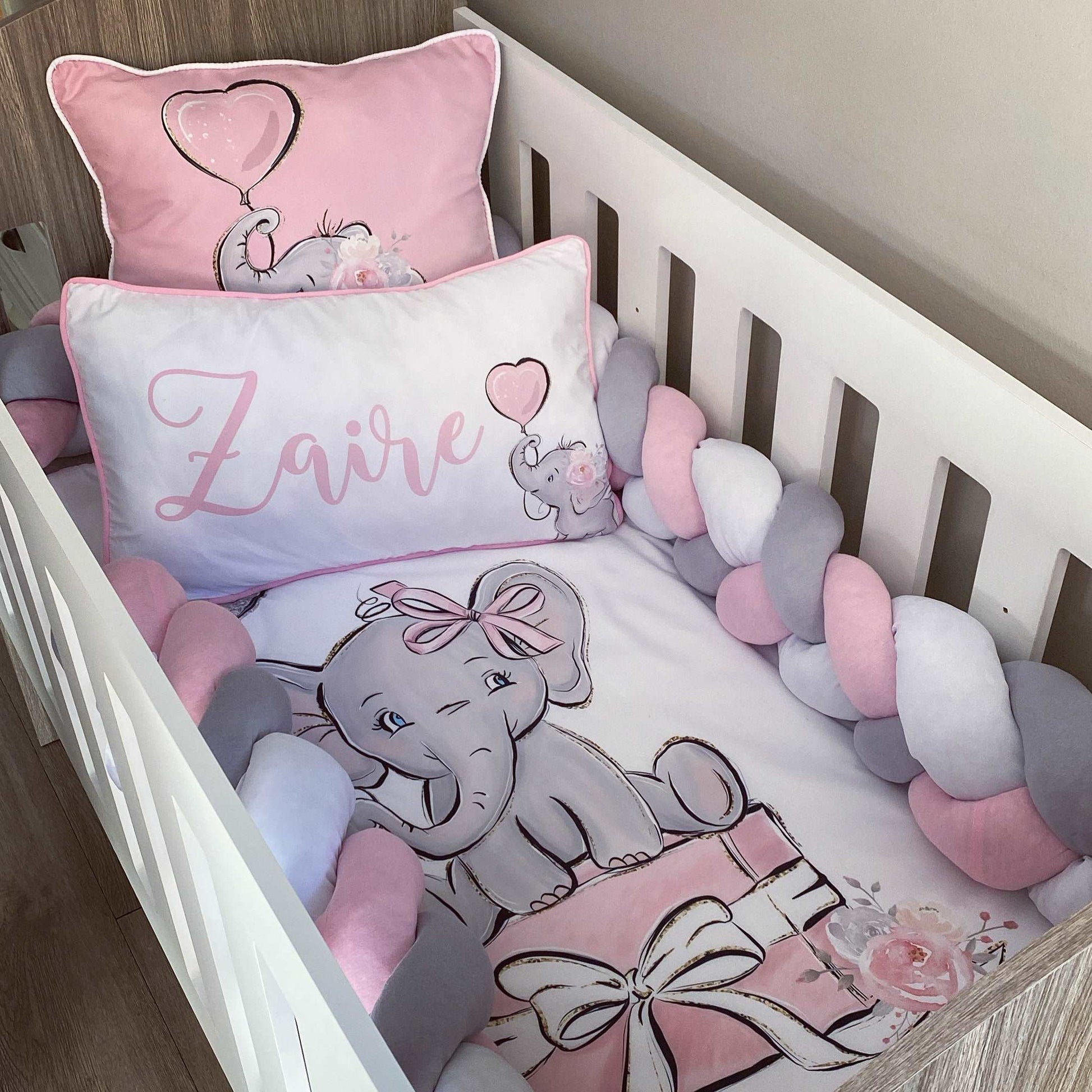 Cot Bedding - Pink Elephant Set 04