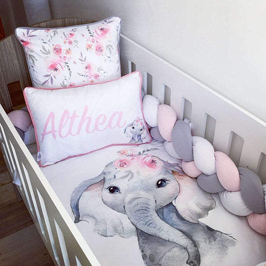 Cot Bedding - Pink Elephant Set 12