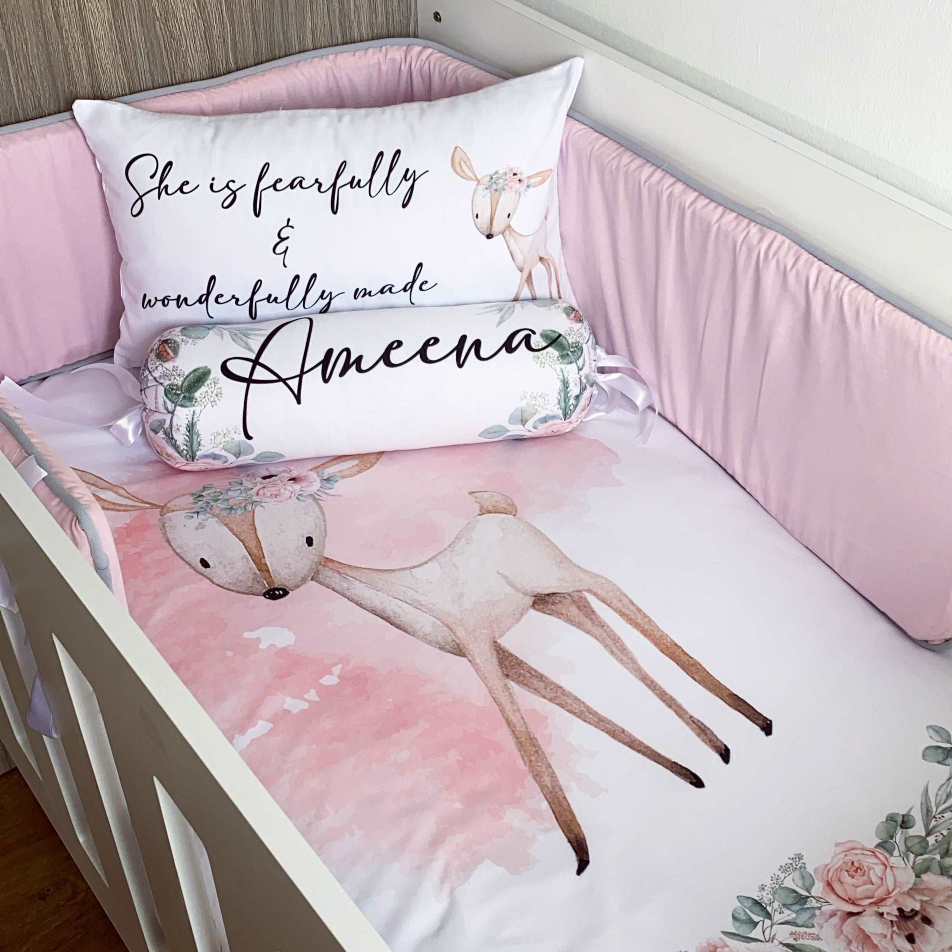 Cot Bedding - Pink Deer Set 01