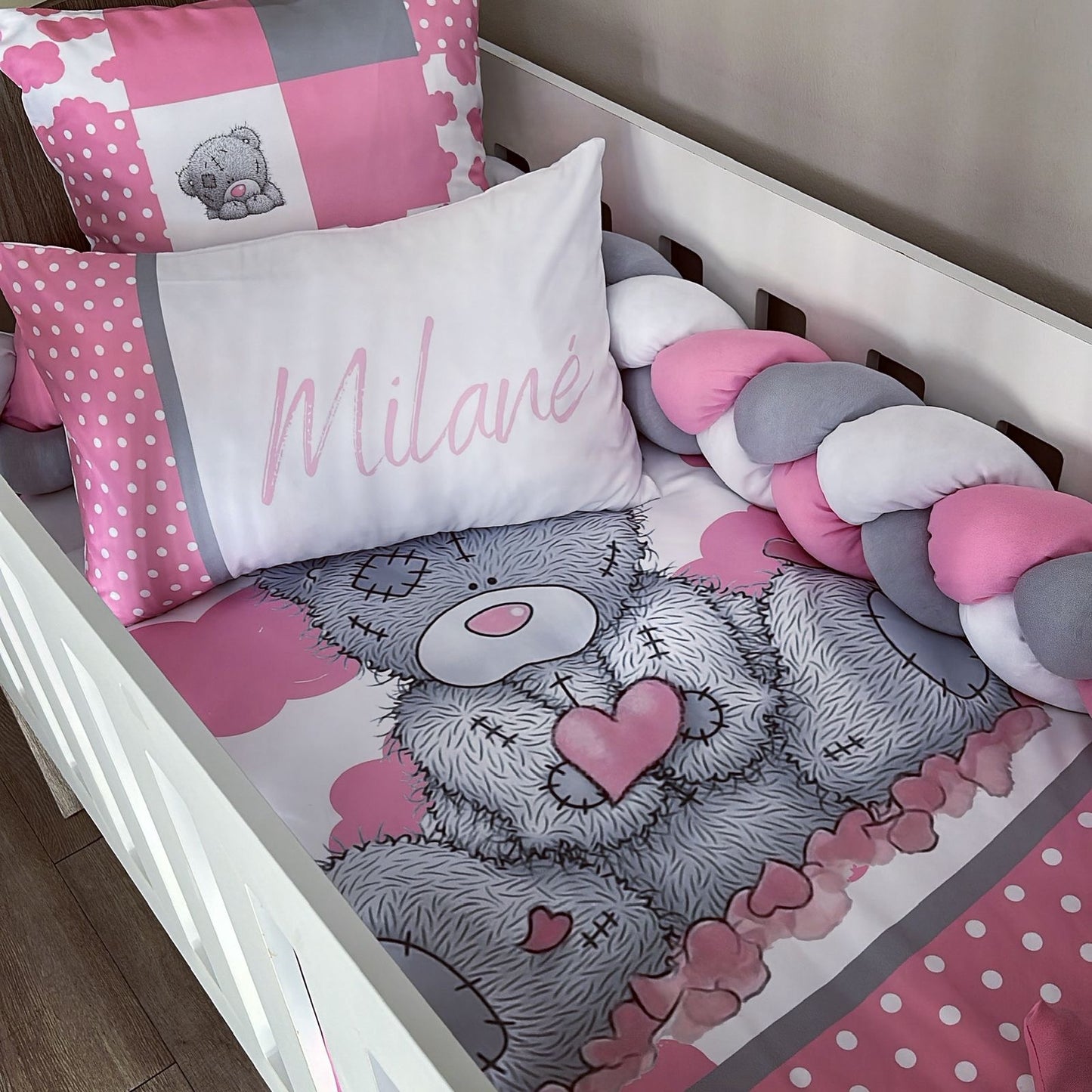 Cot Bedding - Pink Tatty Teddy Set 07