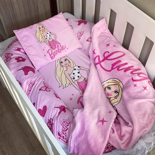 Cot Bedding - Pink Barbie Set 01