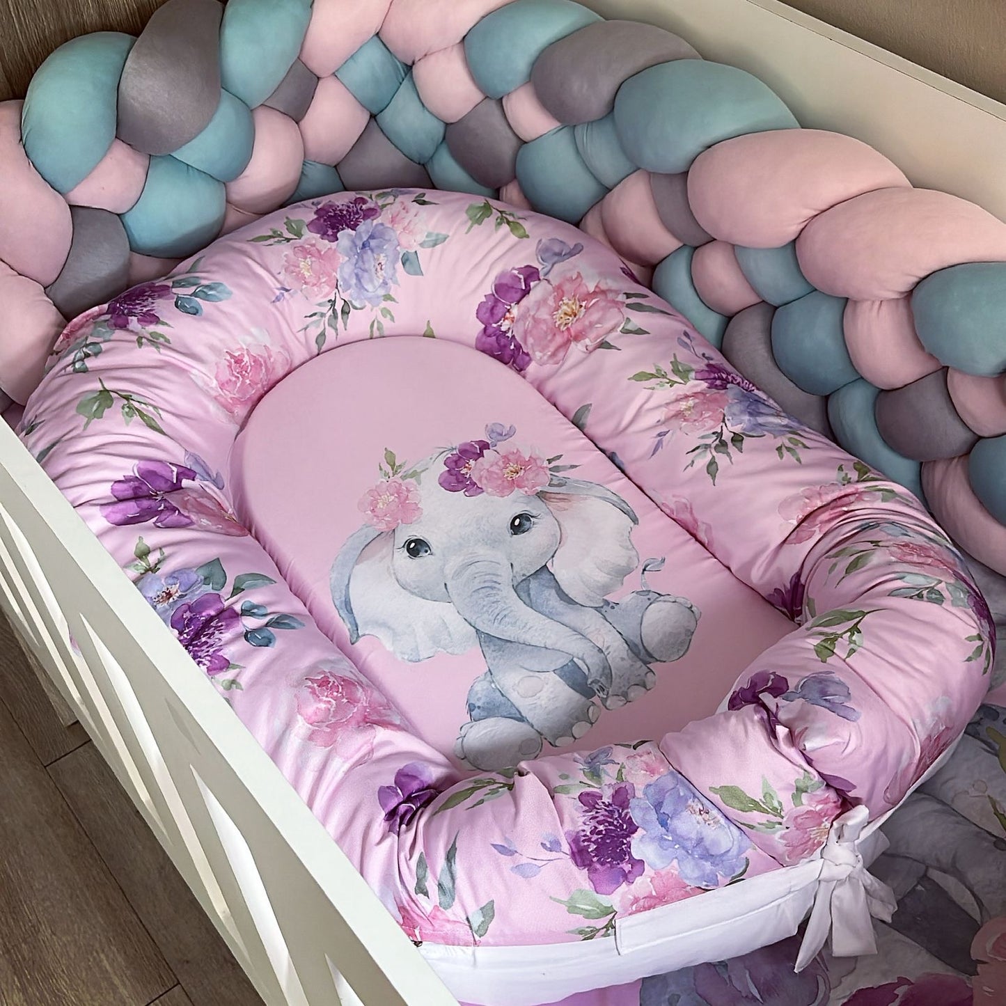Cot Bedding - Pink Elephant Set 49