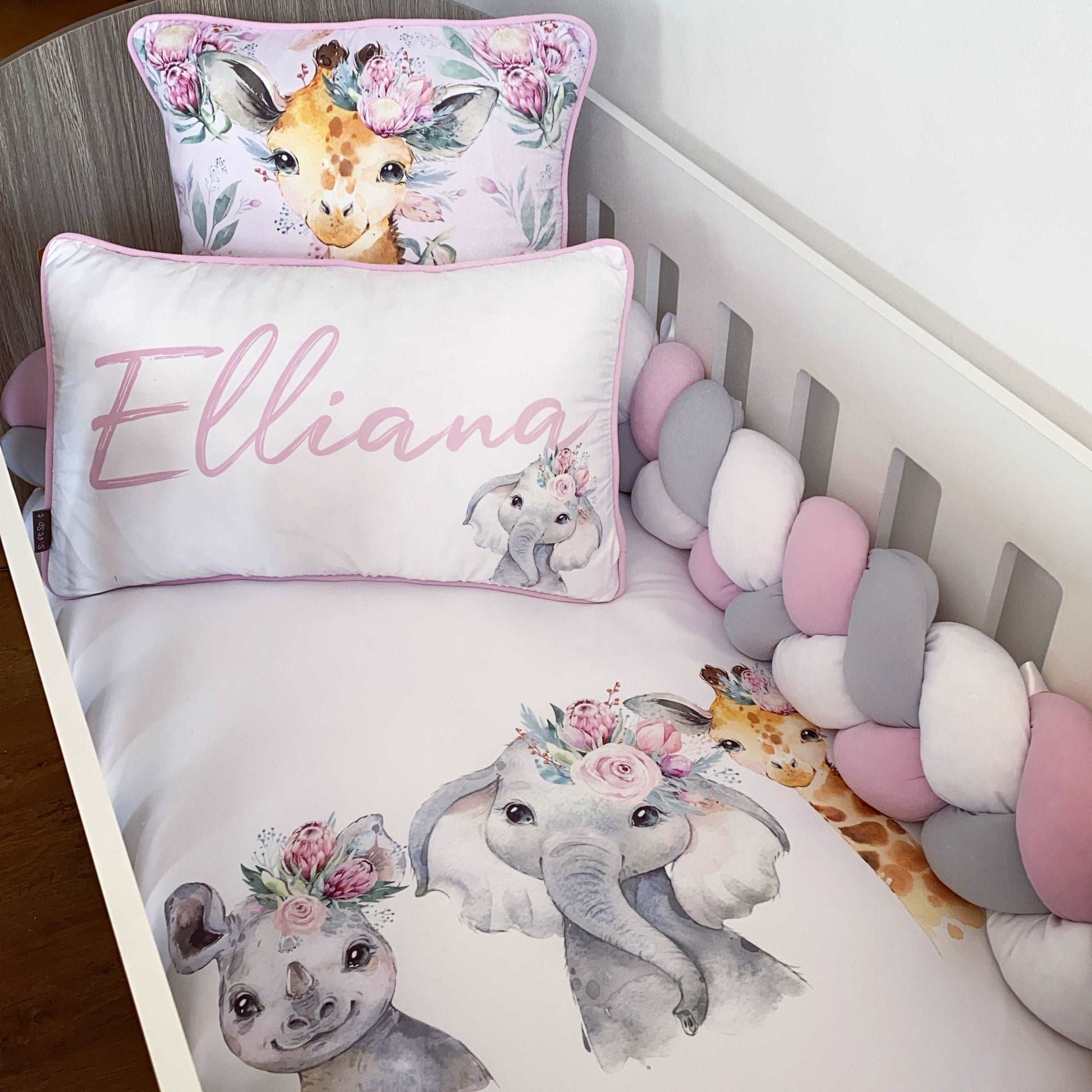 Cot Bedding - Protea Pink Safari Set 01